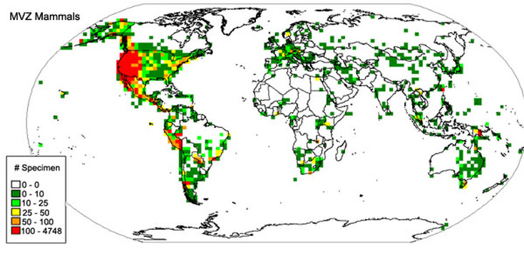 world map of mammal populations